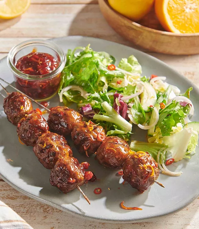 Grillowane pulpeciki z sosem sojowym i glazurą żurawinową