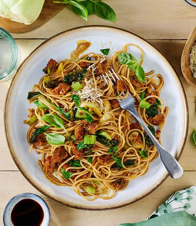Wegetariańskie spaghetti na ostro