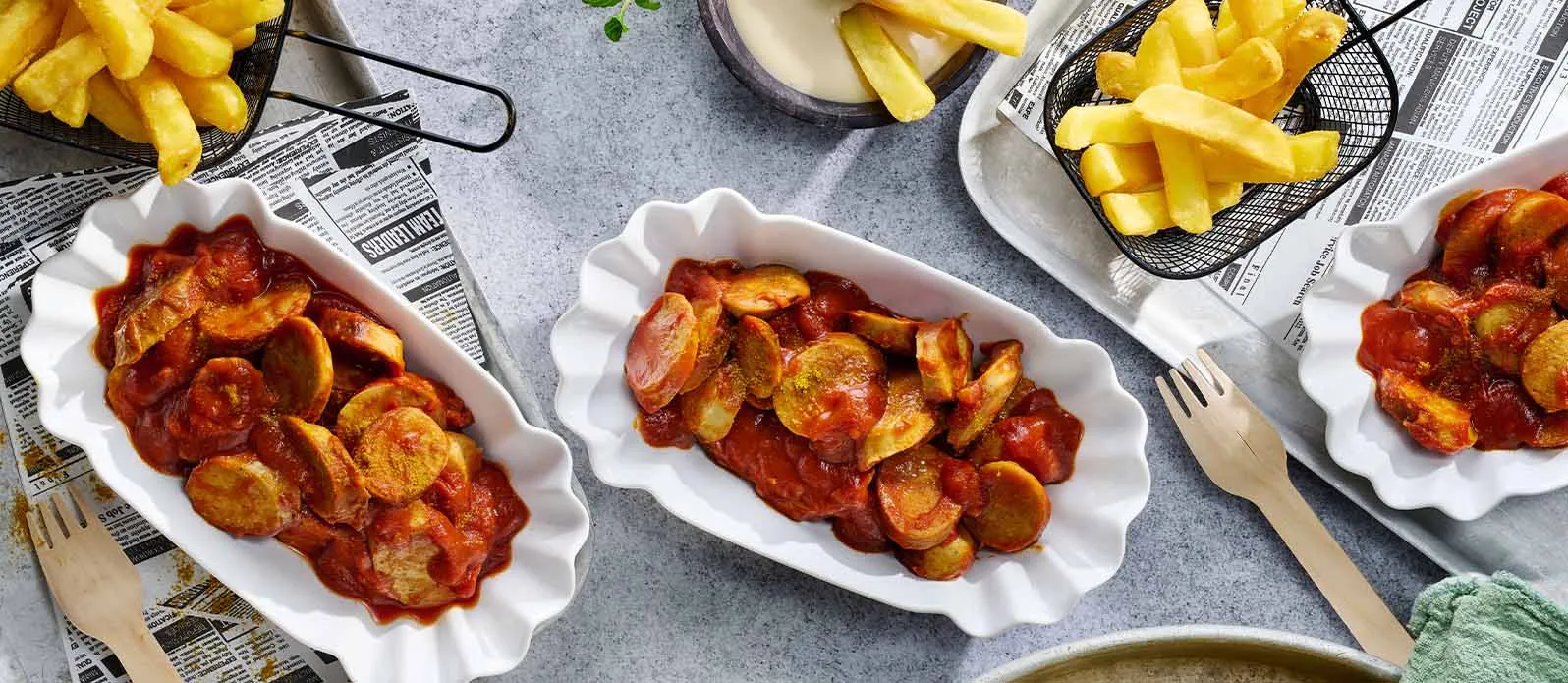 Currywurst z majonezem ponzu i sosem chili